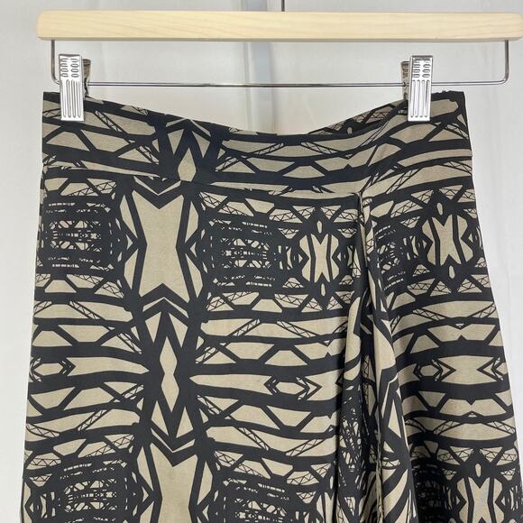 H. FREDRIKSSON Silk Drip Skirt Bridge Print Geometric Midi Brown Black Size XS - Picture 5 of 8
